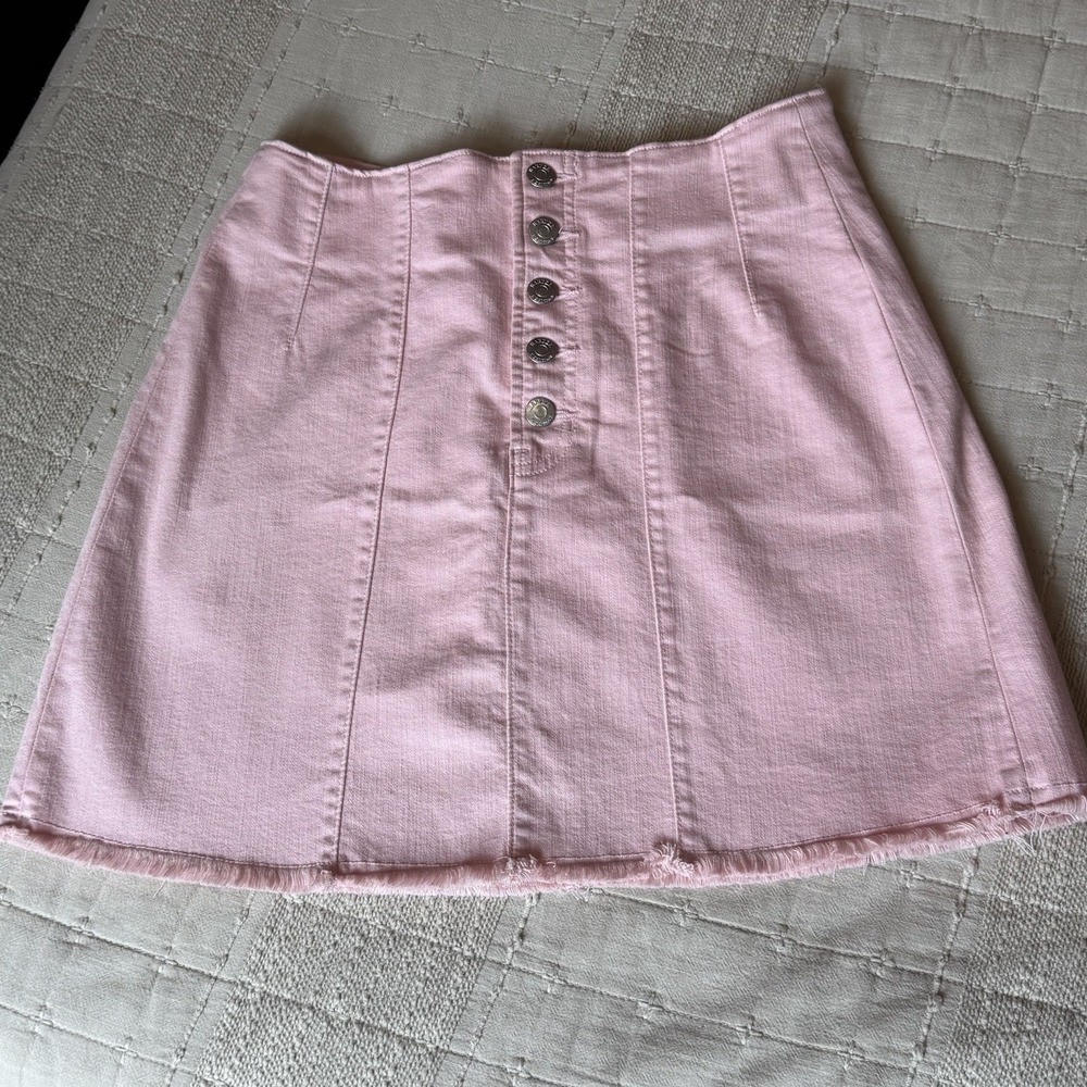 Harper Heritage Mini Skirt Pink Denim Button Up Women's‎ Size Medium
